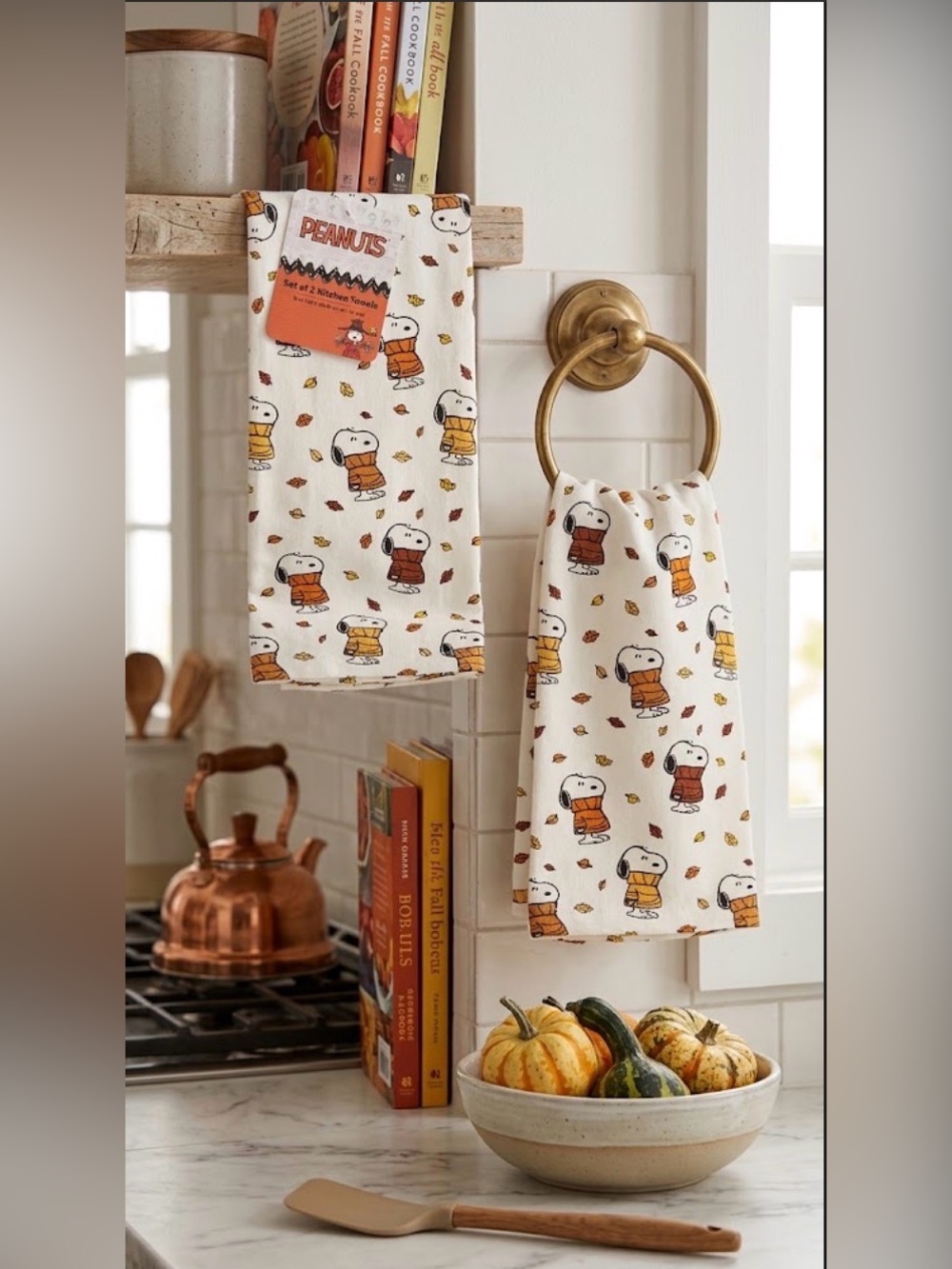 Peanuts Snoopy Fall Themed Kitchen Towels Set of 2